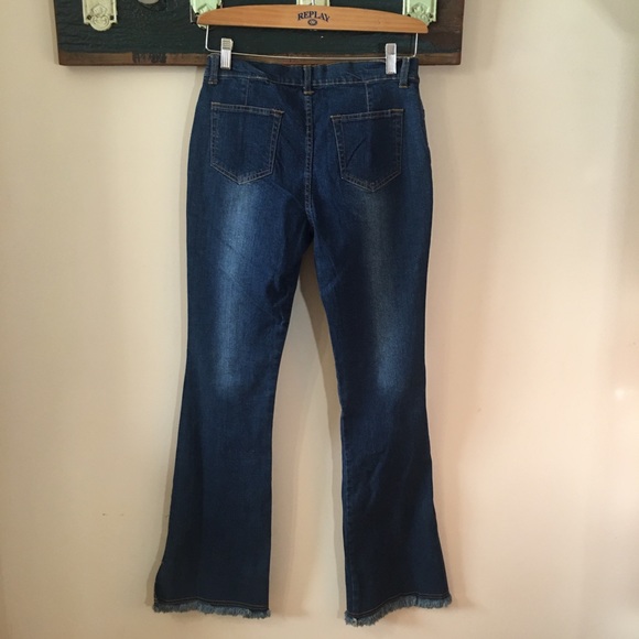 Angfu Studded and Flared Jeans with Fringe Hems Size 7 - Picture 6 of 13
